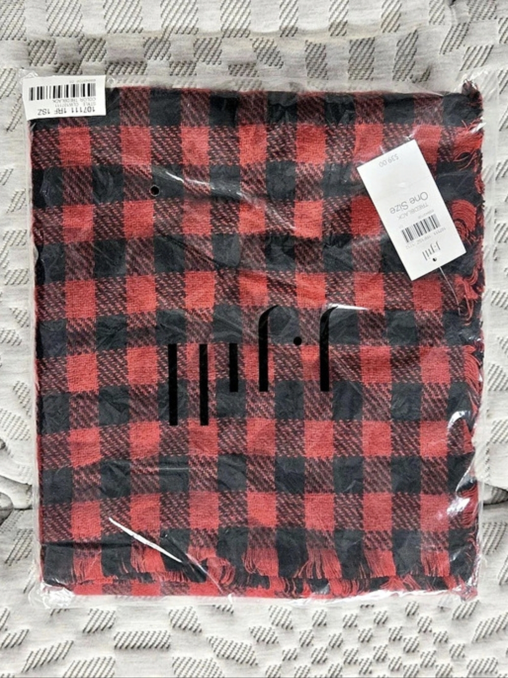 J.Jill Plaid Scarf in Red & Black NWT
